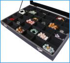 Schmuckkasten Schmucklade Schaukasten Schmuckdisplay mit Glasdeckel mit 36 Fächern schwarz